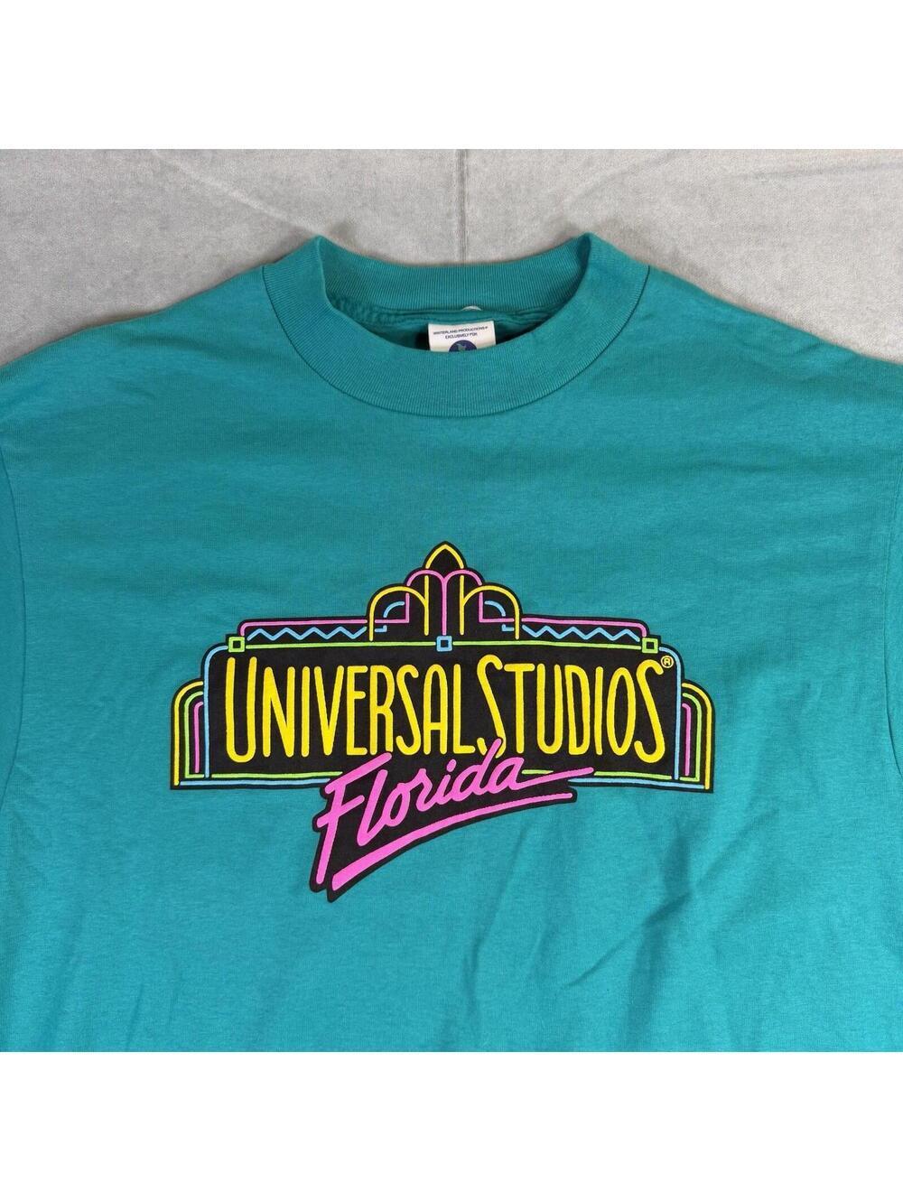 VTG 90s Universal Studios Neon Puff Print T Shirt Size Large Made In U.S.A. NWT